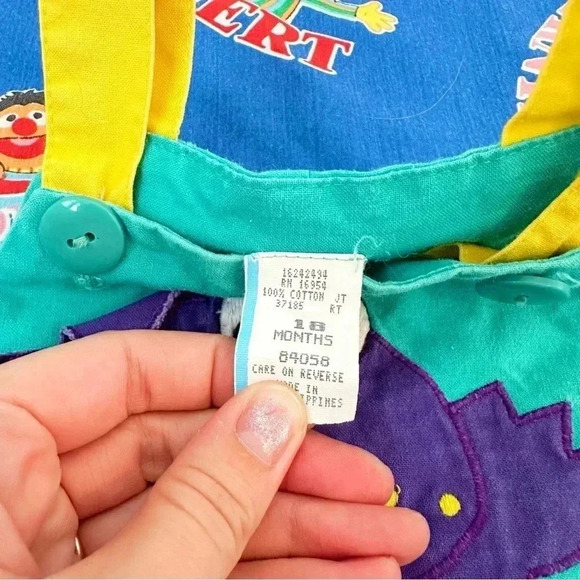 Vintage Kids Dinosaur Colorblock Romper Overalls Size 12-18 Months - Picture 6 of 6